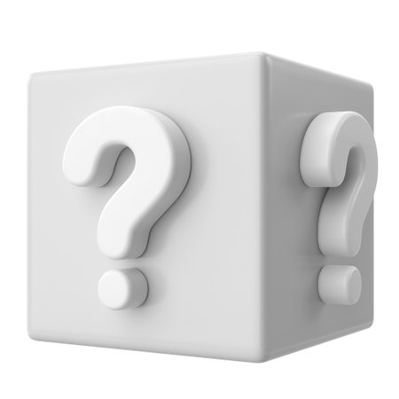 Mystery box. Question mark sign. 3D element.の写真素材