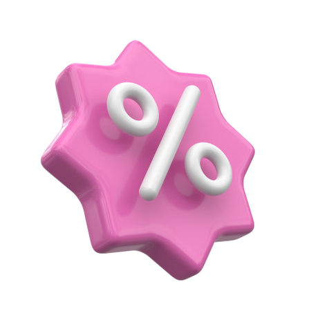 Percent tag. Sale banner decoration. 3D element.の写真素材