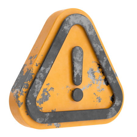 Warning sign. Exclamation mark. 3D illustration.の写真素材