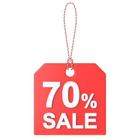 3D seventy percent sale. 70% sale. Sale tag.の写真素材