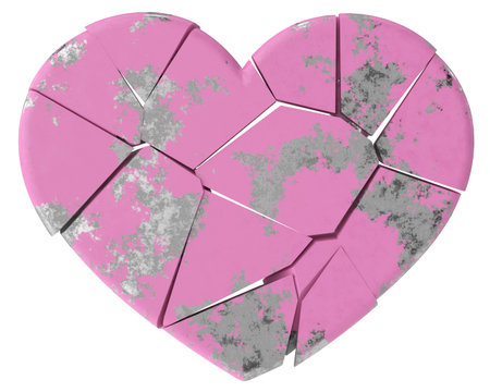 Broken heart. Heartbroken. lovelorn. 3D illustration.の写真素材