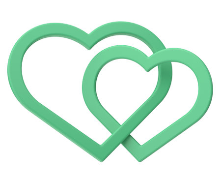 Couple heart. 3D heart. 3D illustration.の写真素材