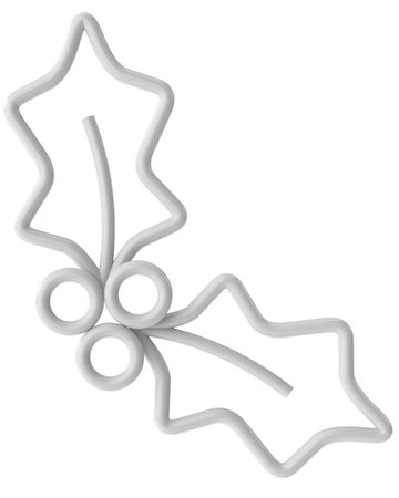 Christmas line art. Christmas leaf. 3D illustration.の写真素材