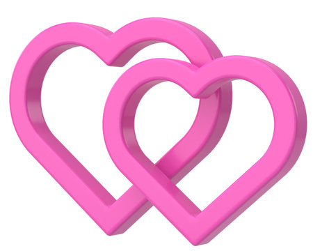 Couple heart. 3D heart. 3D illustration.の写真素材