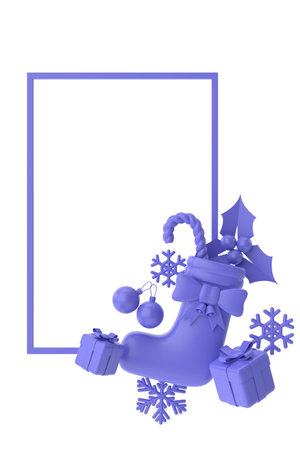 Christmas frame. Christmas Card. 3D illustration.の写真素材