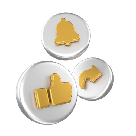 Like share and subscribe icons. 3D element.の写真素材