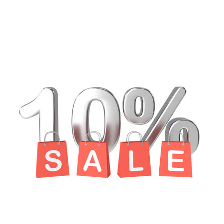 3D ten percent sale. 10% sale. Sale banner decoration.