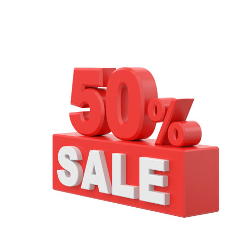 3D fifty percent sale. 50% sale. Sale banner decoration.の写真素材