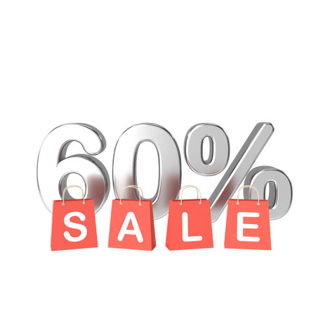 3D sixty percent sale. 60% sale. Sale banner decoration.の写真素材