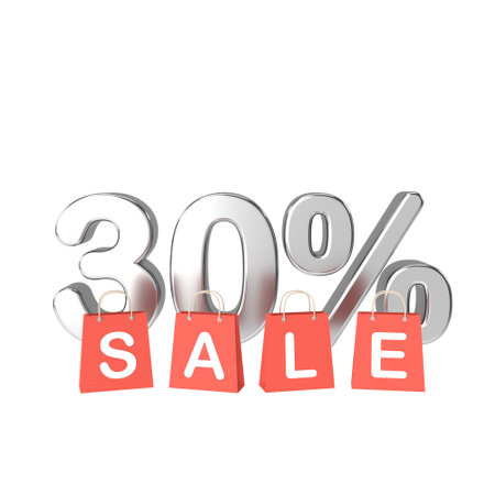 3D thirty percent sale. 30% sale. Sale banner decoration.の写真素材