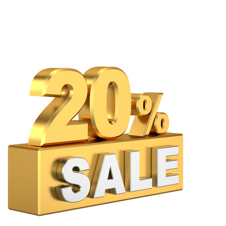 3D twenty percent sale. 20% sale. Sale banner decoration.の写真素材
