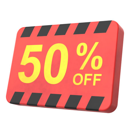 3D fifty percent off. 50% off. Sale badge.の写真素材