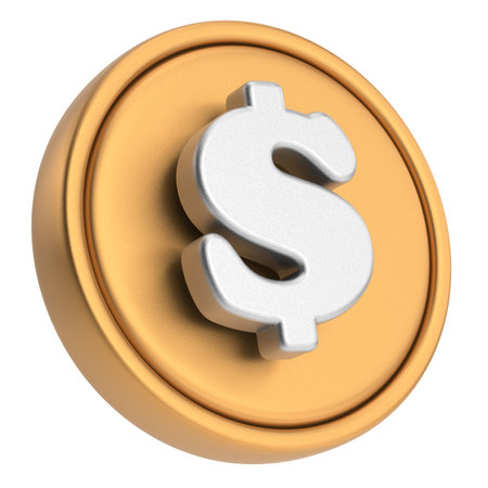 Dollar sign. 3D coin. 3D illustration.の写真素材