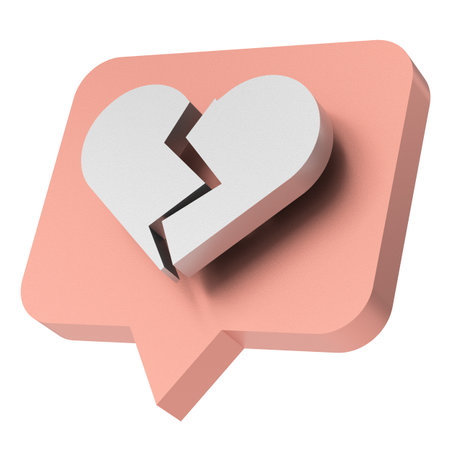 Broken heart icon. Dislike icon. 3D illustration.の写真素材