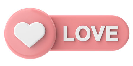 Love button. heart icon. 3D illustration.の写真素材