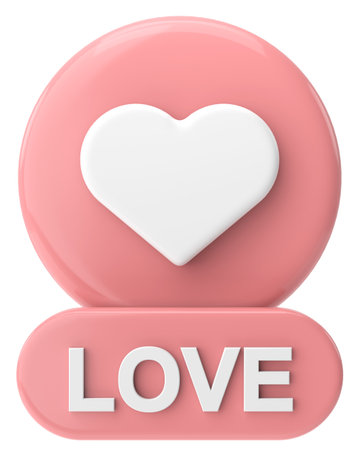 Love button. heart icon. 3D illustration.の写真素材