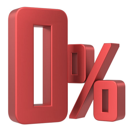 3D 0%. Zero percent installment. 3D illustration.の写真素材
