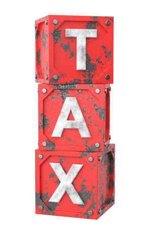 Tax text box. 3D illustration.の写真素材