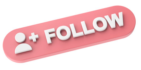 3D follow button. 3D illustration.の写真素材