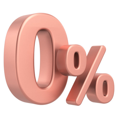 3D 0%. Zero percent installment. 3D illustration.の写真素材