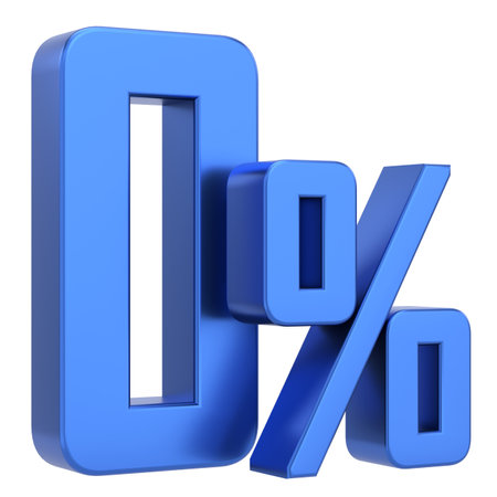3D 0%. Zero percent installment. 3D illustration.の写真素材