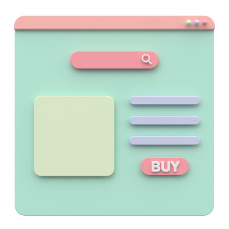Online shopping. 3D browser. Product page. 3D illustration.の写真素材