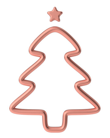 Christmas line art. Christmas tree. 3D illustration.の写真素材