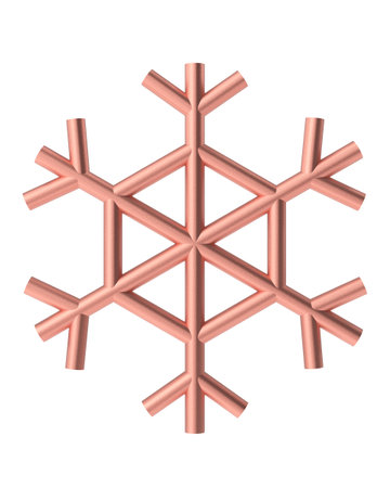 Christmas line art. Christmas snowflake. 3D illustration.の写真素材