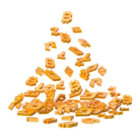 Golden crypto currency. 3D icon.の写真素材