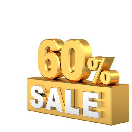3D sixty percent sale. 60% sale. Sale banner decoration.