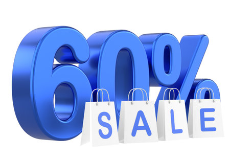 3D sixty percent sale. 60% sale. Sale banner decoration.の写真素材