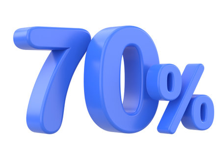 3D 70%. Seventy percent. 3D illustration.の写真素材
