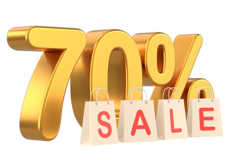 3D seventy percent sale. 70% sale. Sale banner decoration.の写真素材