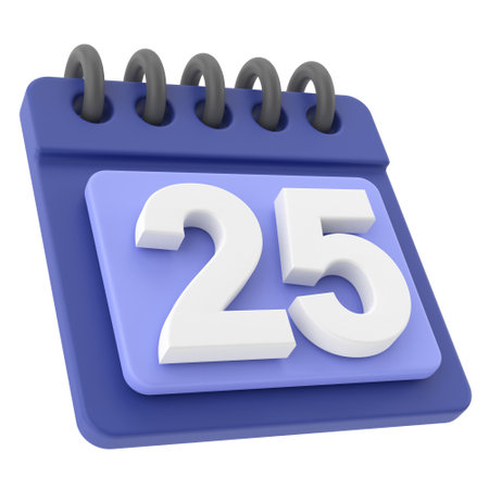 25th. Twenty-fifth day of month. 3D calendar icon.の写真素材