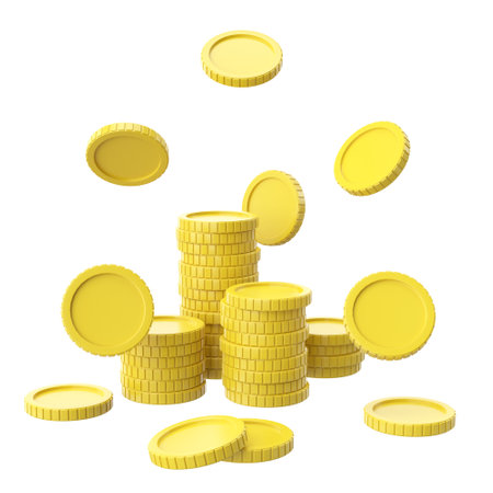 3D coins stack. 3D illustration.の写真素材