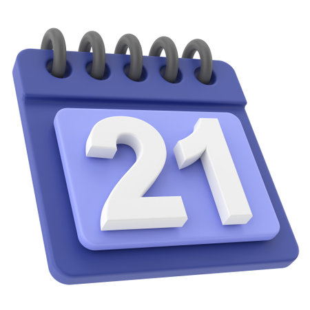 21st. Twenty-first day of month. 3D calendar icon.の写真素材