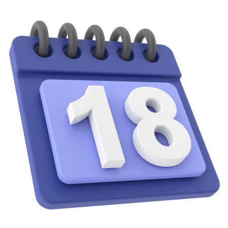 18th. Eighteenth day of month. 3D calendar icon.の写真素材
