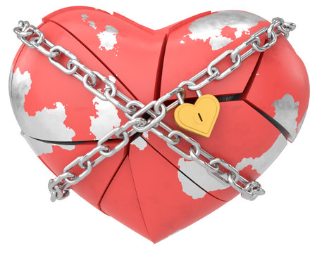 Broken heart. Heartbroken. lovelorn. 3D illustration.の写真素材