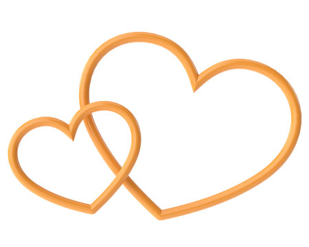 Couple heart. 3D heart line art. 3D illustration.の写真素材