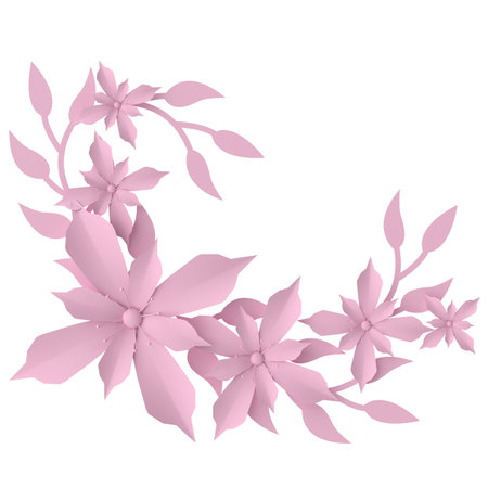 3D flower. Paper flower. 3D illustration.の写真素材