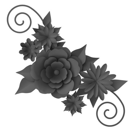 Paper flower. 3D flower. 3D illustration.の写真素材