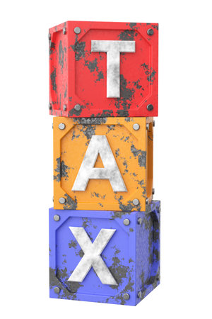 Tax text box. 3D illustration.の写真素材