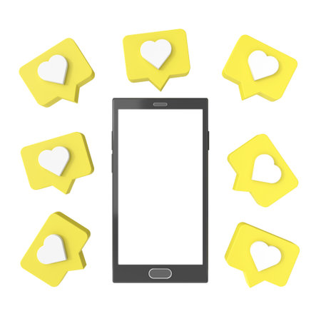 mobile phone with like icon. 3D illustration.の写真素材