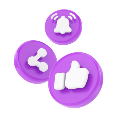 Like share and subscribe icons. 3D icon.の写真素材