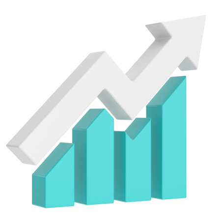 Growth graph, Growth chart. 3D illustration.の写真素材