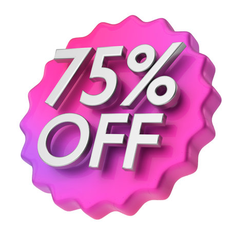 Seventy five percent off. 75% off. 3D illustration.の写真素材