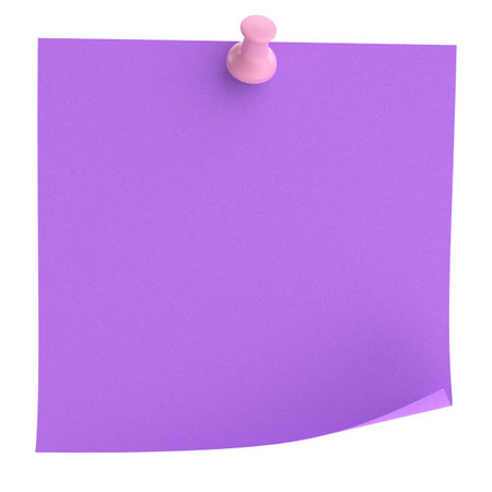 Note paper with push pin. 3D illustration.の写真素材