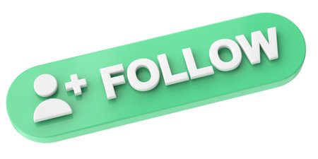 3D follow button. 3D illustration.の写真素材