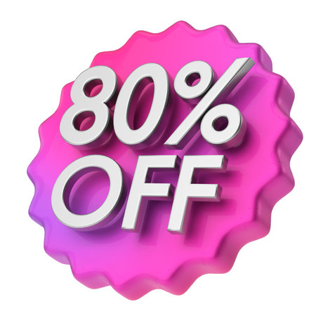 3D eighty percent off. 80% off. 3D illustration.の写真素材
