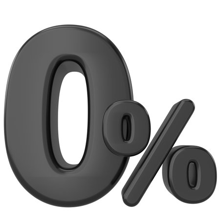 3D 0%. Zero percent installment. 3D illustration.の写真素材